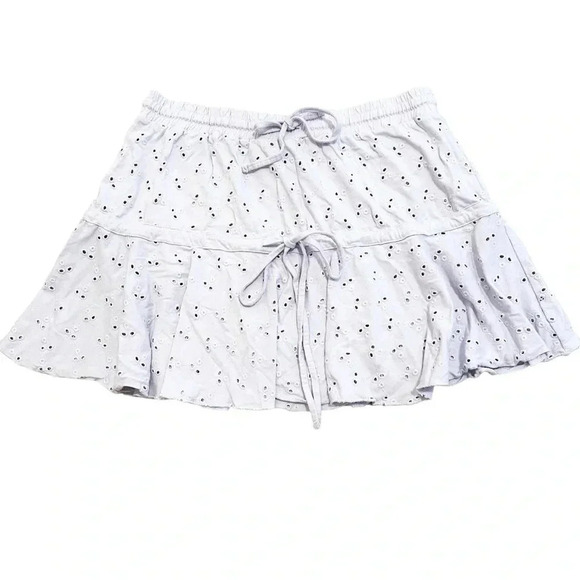 ASOS• broderie tiered mini skirt with tie detail in lilac - Picture 5 of 11